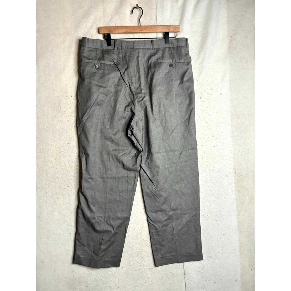 Angelico Biella Dress Pants Men 36 Gray Wool Rolled Hem Straight Business Formal